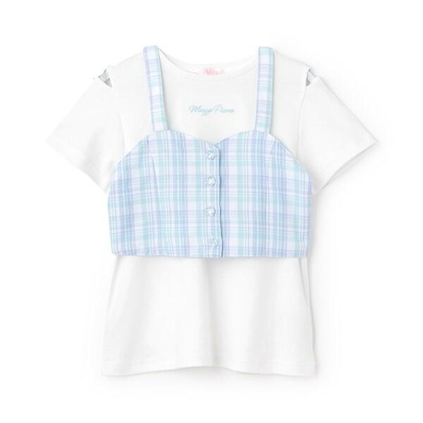 格紋吊帶背心&短袖T恤套裝