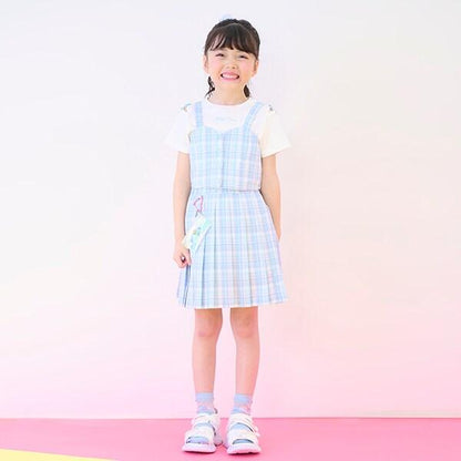 格紋吊帶背心&短袖T恤套裝