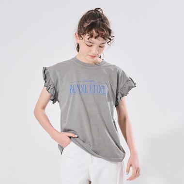 【AMI】袖部荷葉邊水洗T恤