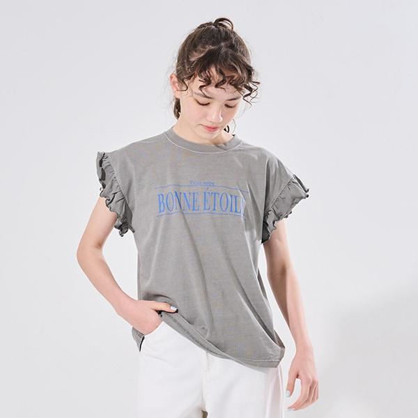 【AMI】袖部荷葉邊水洗T恤