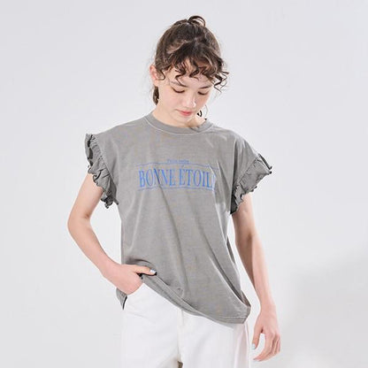 【AMI】袖部荷葉邊水洗T恤