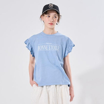 【AMI】袖部荷葉邊水洗T恤