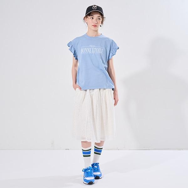 【AMI】袖部荷葉邊水洗T恤