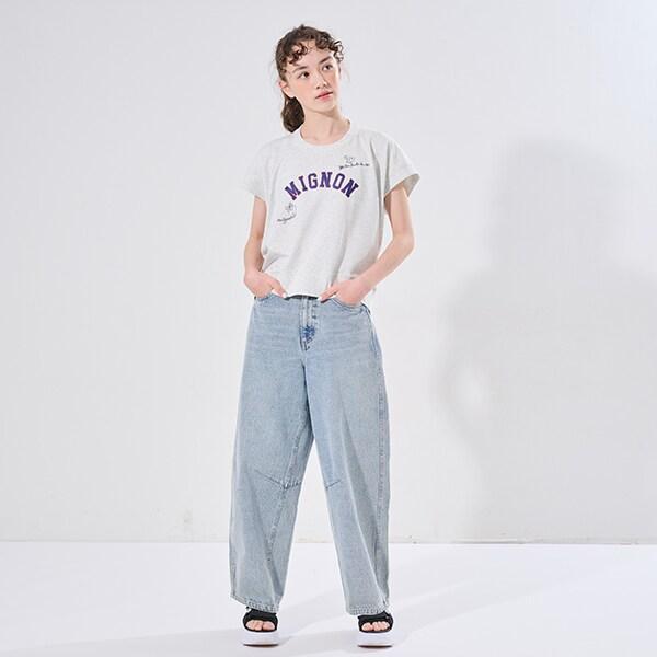 【AMI】塗鴉刺繡不對稱套頭衫