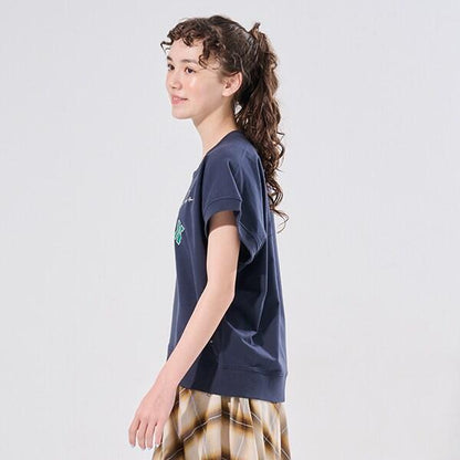 【AMI】塗鴉刺繡不對稱套頭衫