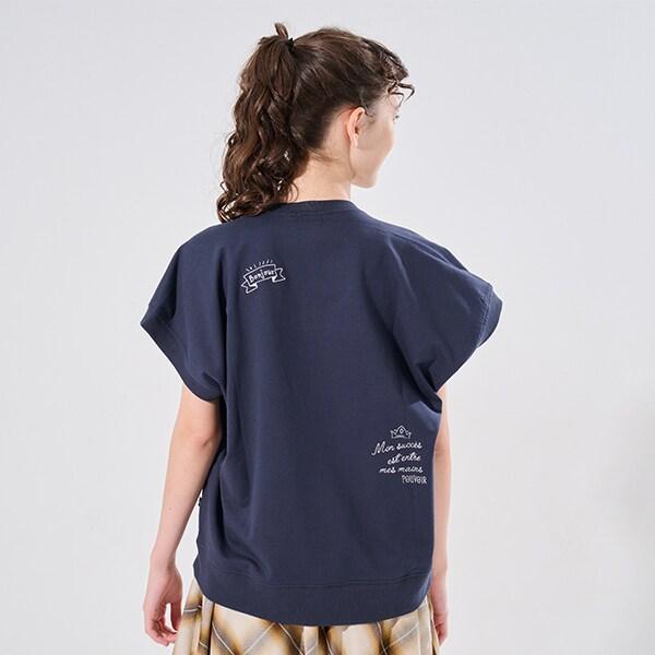 【AMI】塗鴉刺繡不對稱套頭衫