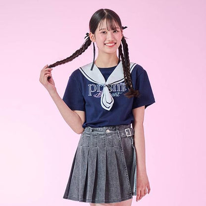 【接觸冷感】3WAY水手領T恤