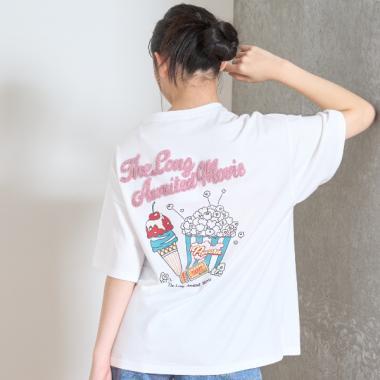 【接觸冷感/清涼】【100%純棉】爆米花印花T恤