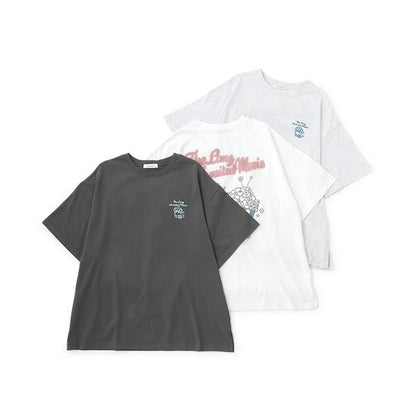 【接觸冷感/清涼】【100%純棉】爆米花印花T恤