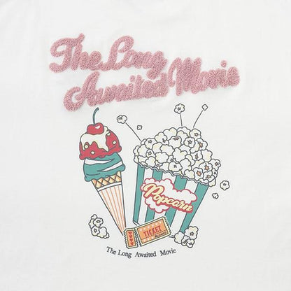 【接觸冷感/清涼】【100%純棉】爆米花印花T恤