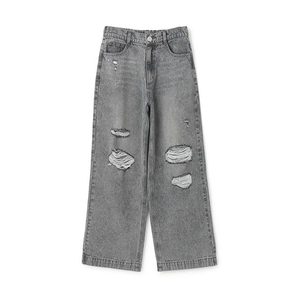【LTXC】破洞牛仔寬腿褲