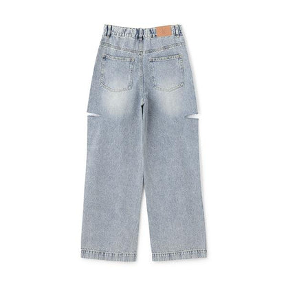 【LTXC】破洞牛仔寬腿褲