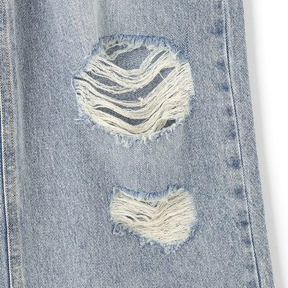 【LTXC】破洞牛仔寬腿褲