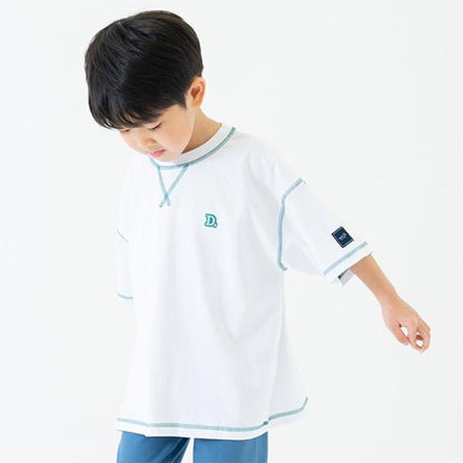 【純棉100%】拼色縫線寬鬆短袖T恤