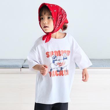 【純棉100%】【365D.】夏日暢享印花寬鬆短袖T恤