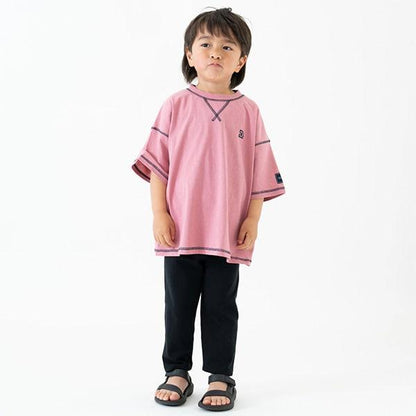 【純棉100%】拼色縫線寬鬆短袖T恤