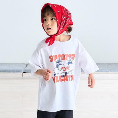 【純棉100%】【365D.】夏日暢享印花寬鬆短袖T恤