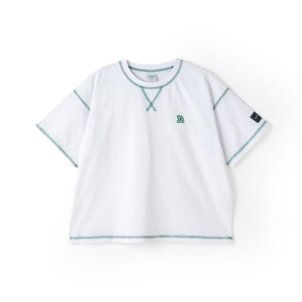 【純棉100%】拼色縫線寬鬆短袖T恤