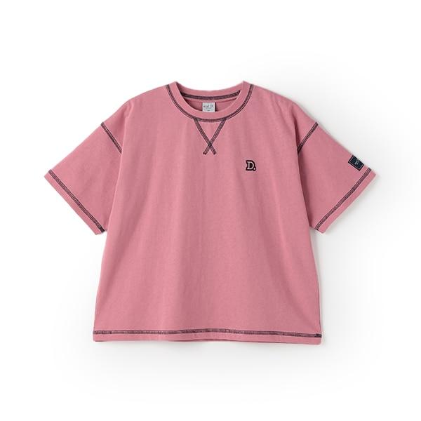 【純棉100%】拼色縫線寬鬆短袖T恤