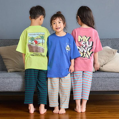 【純棉100%】【365D.】夏日暢享印花寬鬆短袖T恤