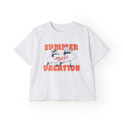 【純棉100%】【365D.】夏日暢享印花寬鬆短袖T恤