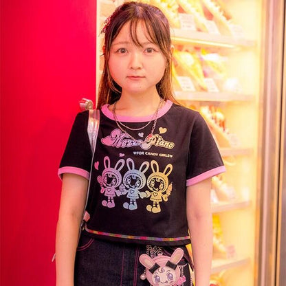 復刻♪ 彩虹貝莉醬拼色邊T恤