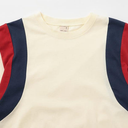 【接觸冷感】袖部拼色T恤（青少年款）