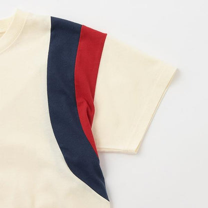 【接觸冷感】袖部拼色T恤（青少年款）