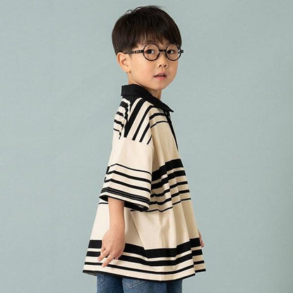 【爸爸同款】兒童翻領橄欖球短袖T恤