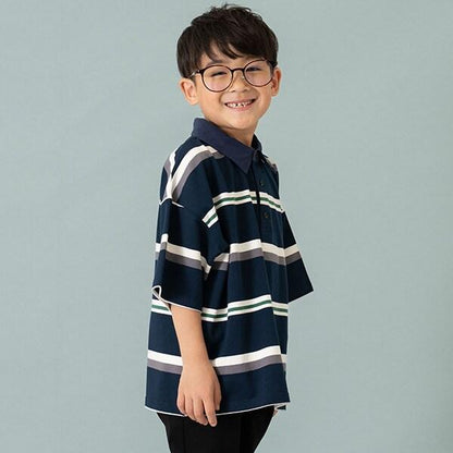 【爸爸同款】兒童翻領橄欖球短袖T恤