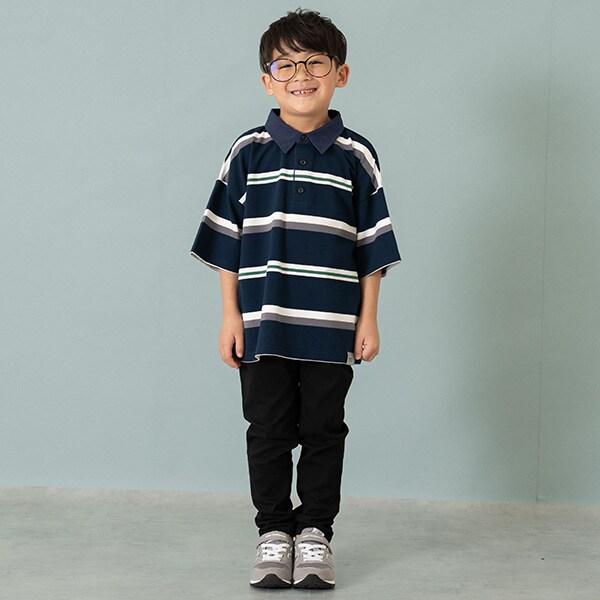 【爸爸同款】兒童翻領橄欖球短袖T恤