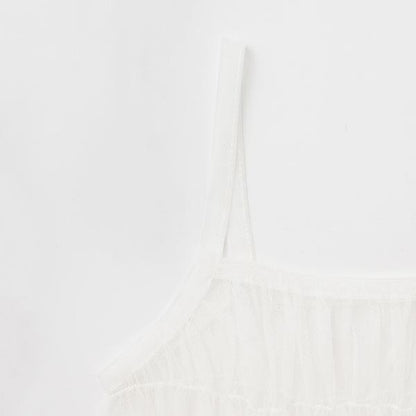 吊帶薄紗胸衣×短袖T恤