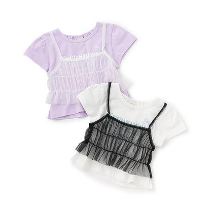 吊帶薄紗胸衣×短袖T恤