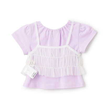 吊帶薄紗胸衣×短袖T恤