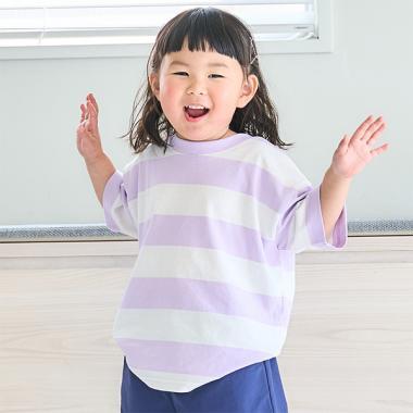 【純棉100%】【365D.】多色條紋寬鬆短袖T恤