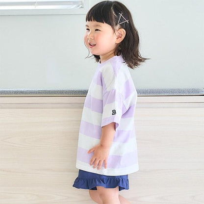 【純棉100%】【365D.】多色條紋寬鬆短袖T恤