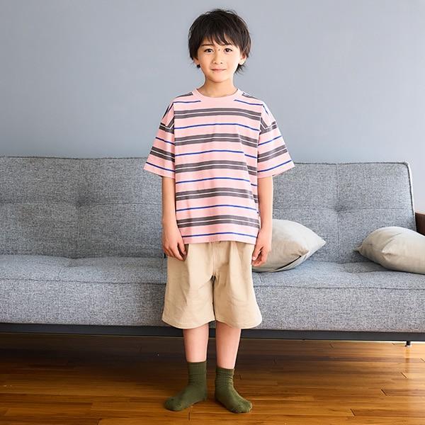 【純棉100%】【365D.】多色條紋寬鬆短袖T恤