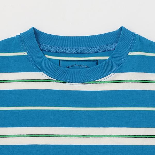 【純棉100%】【365D.】多色條紋寬鬆短袖T恤