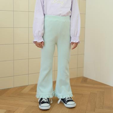 【人氣色補貨】【ともパン】下襬荷葉邊喇叭褲