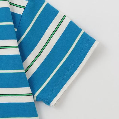 【純棉100%】【365D.】多色條紋寬鬆短袖T恤