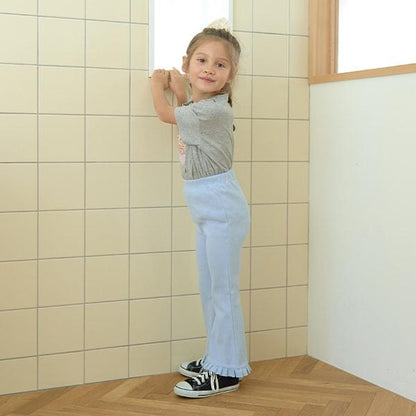 【人氣色補貨】【ともパン】下襬荷葉邊喇叭褲