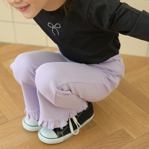 【人氣色補貨】【ともパン】下襬荷葉邊喇叭褲