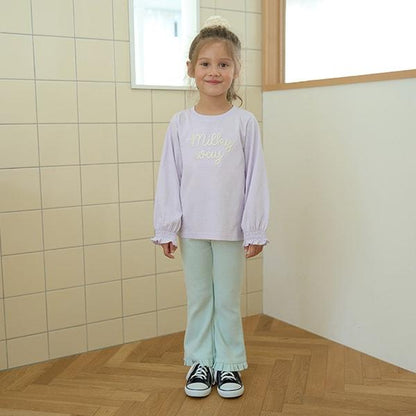 【人氣色補貨】【ともパン】下襬荷葉邊喇叭褲