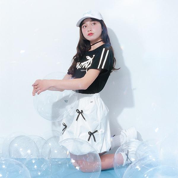 【Nico☆Puchi・Cuugal刊載】【接觸冷感】蝴蝶結字母T恤