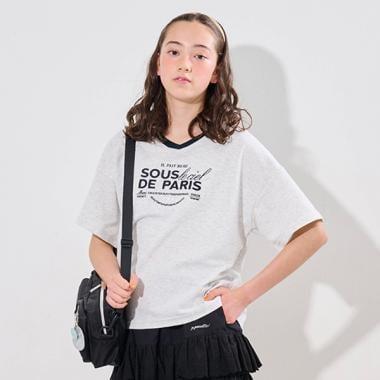 【防汙處理】翻領開襟字母T恤