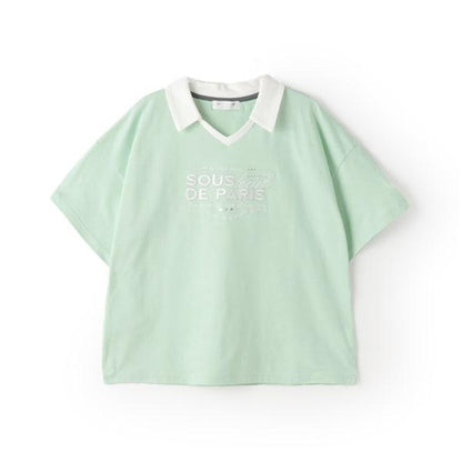 【防汙處理】翻領開襟字母T恤