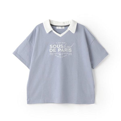 【防汙處理】翻領開襟字母T恤