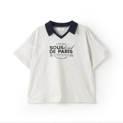 【防汙處理】翻領開襟字母T恤