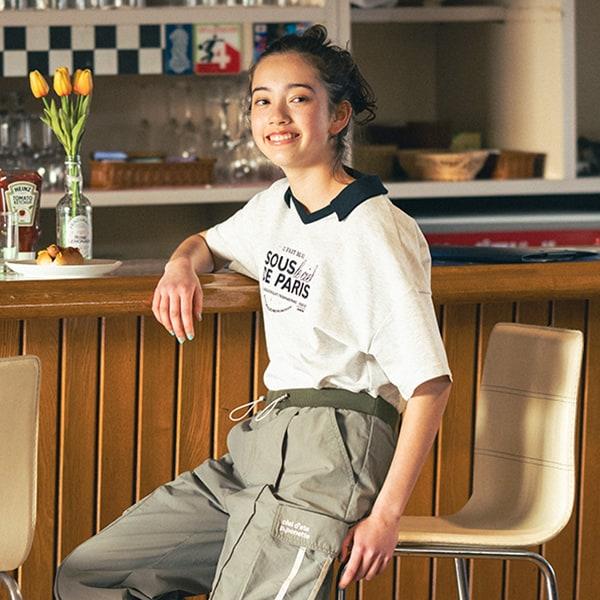 【防汙處理】翻領開襟字母T恤