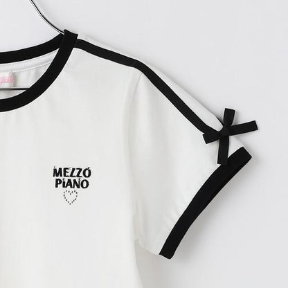 袖部條紋蝴蝶結短袖T恤